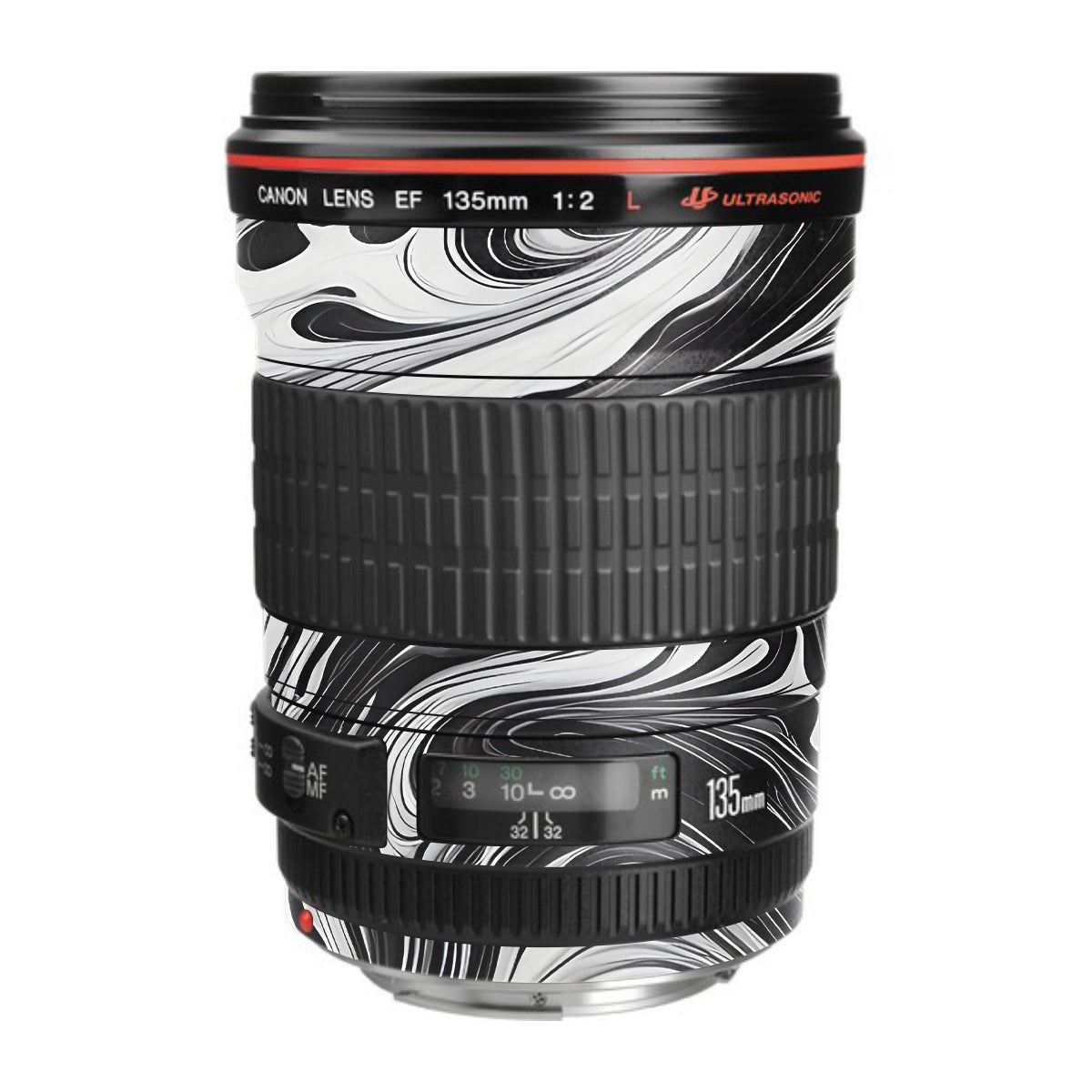 Black and White Marble Canon EF 135mm F/2L USM Camera Lens Skin
