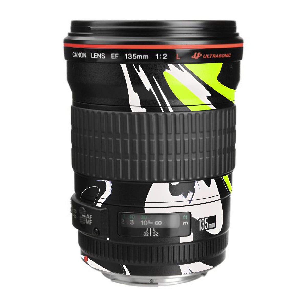 Neon Green and Black Pattern Canon EF 135mm F/2L USM Camera Lens Skin