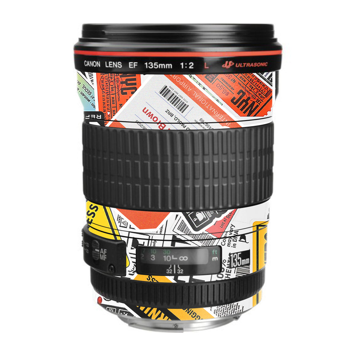 Tech Aesthetic Sticker Collage Canon EF 135mm F/2L USM Camera Lens Skin