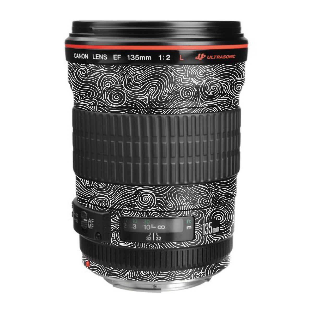 White Spirals Canon EF 135mm F/2L USM Camera Lens Skin