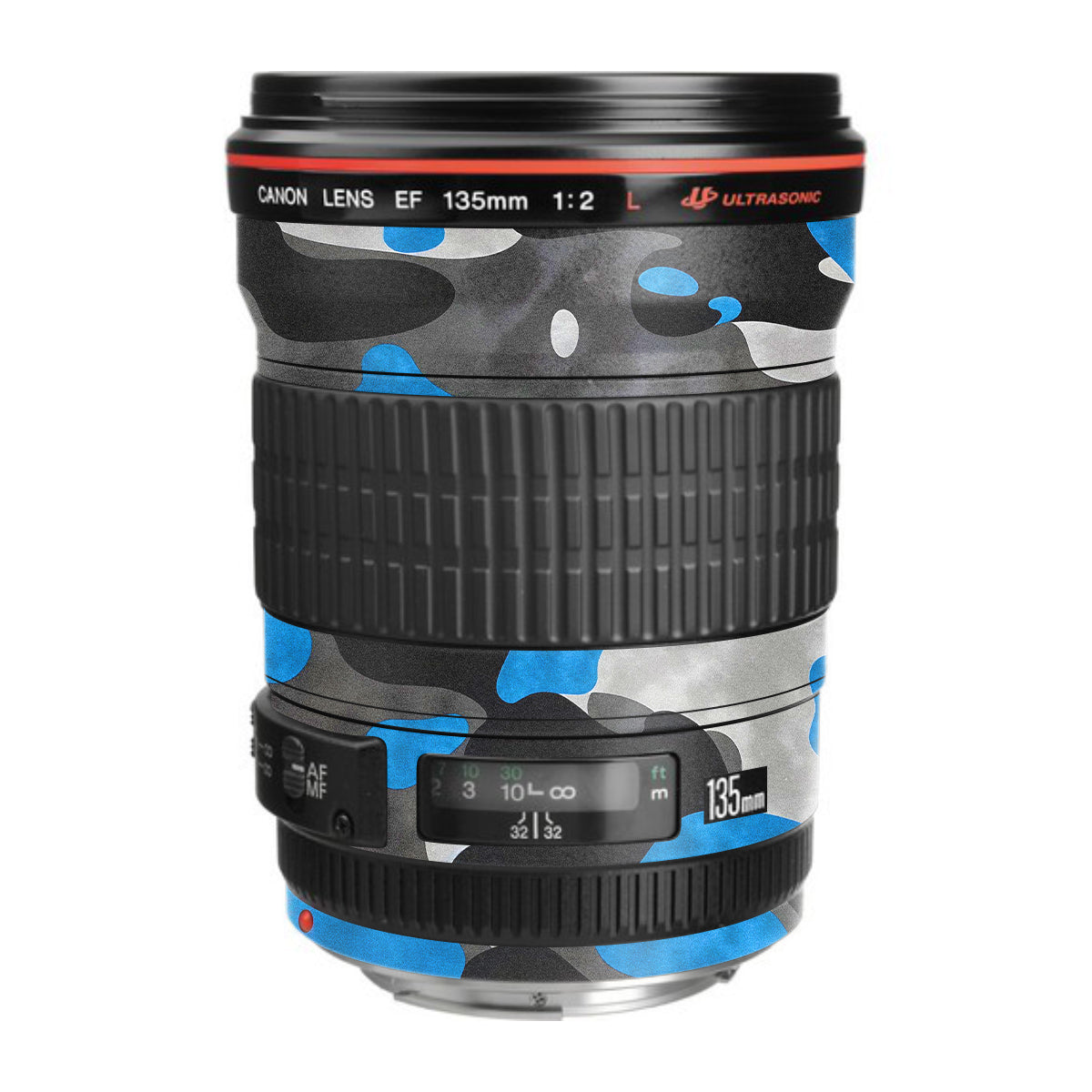 Blue Grey Camo Canon EF 135mm F/2L USM Camera Lens Skin