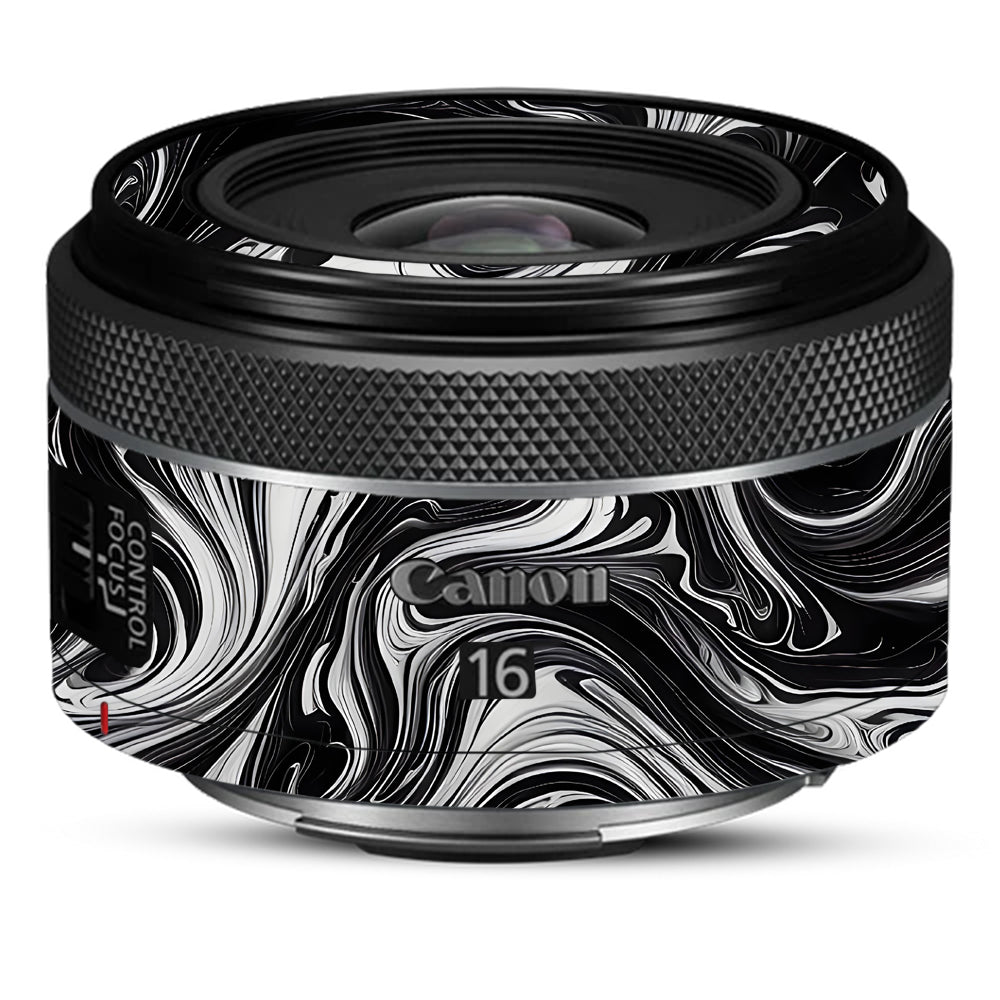 Black and White Marble Canon 16mm Camera Lens Skin