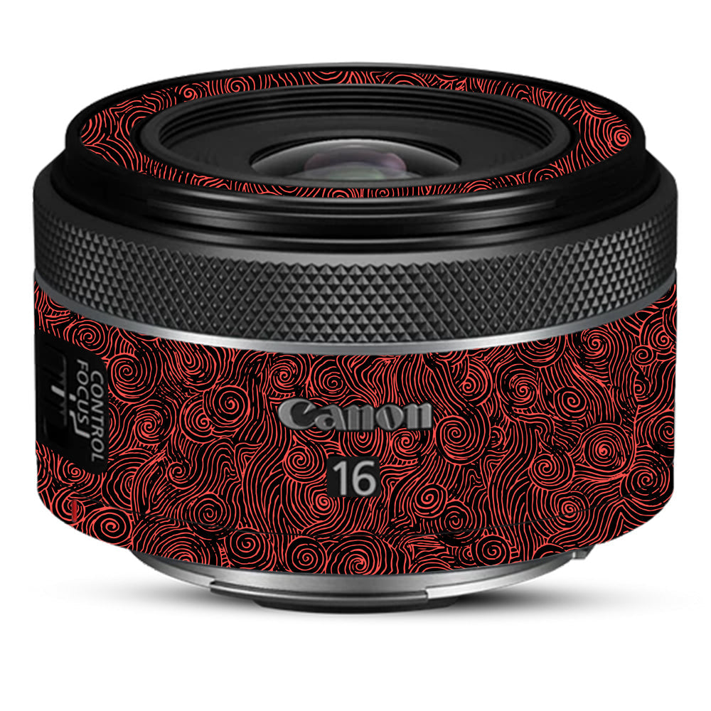 Red Spirals Canon 16mm Camera Lens Skin