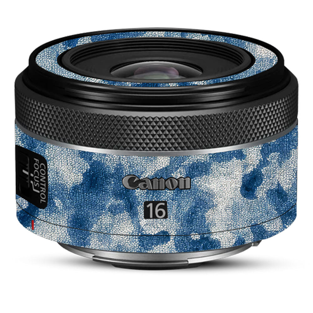 Blue Watercolor Fabric Canon RF 16mm f/2.8 STM Camera Lens Skin