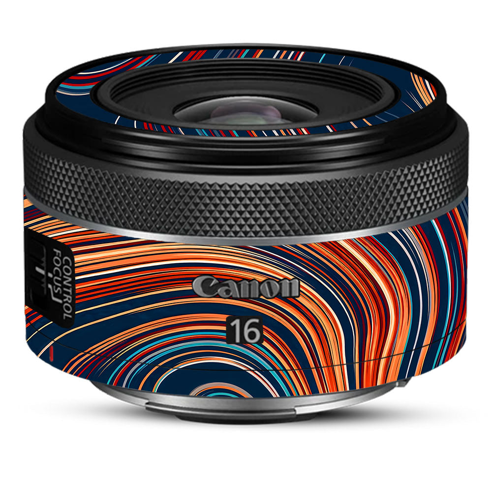 Retro Abstract Striped Swirl Canon RF 16mm f/2.8 STM Camera Lens Skin