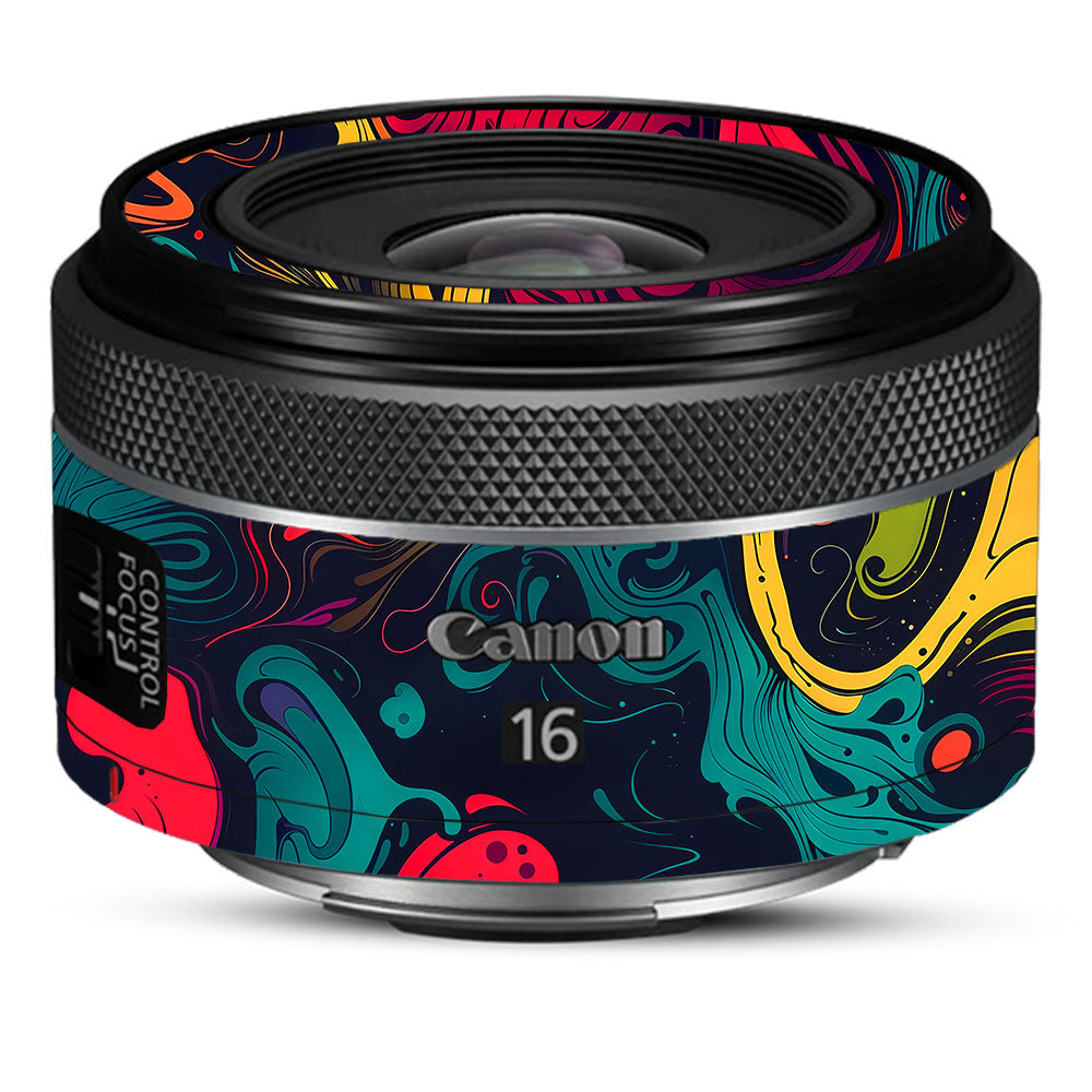 Psychedelic Color Swirl Canon RF 16mm f/2.8 STM Camera Lens Skin