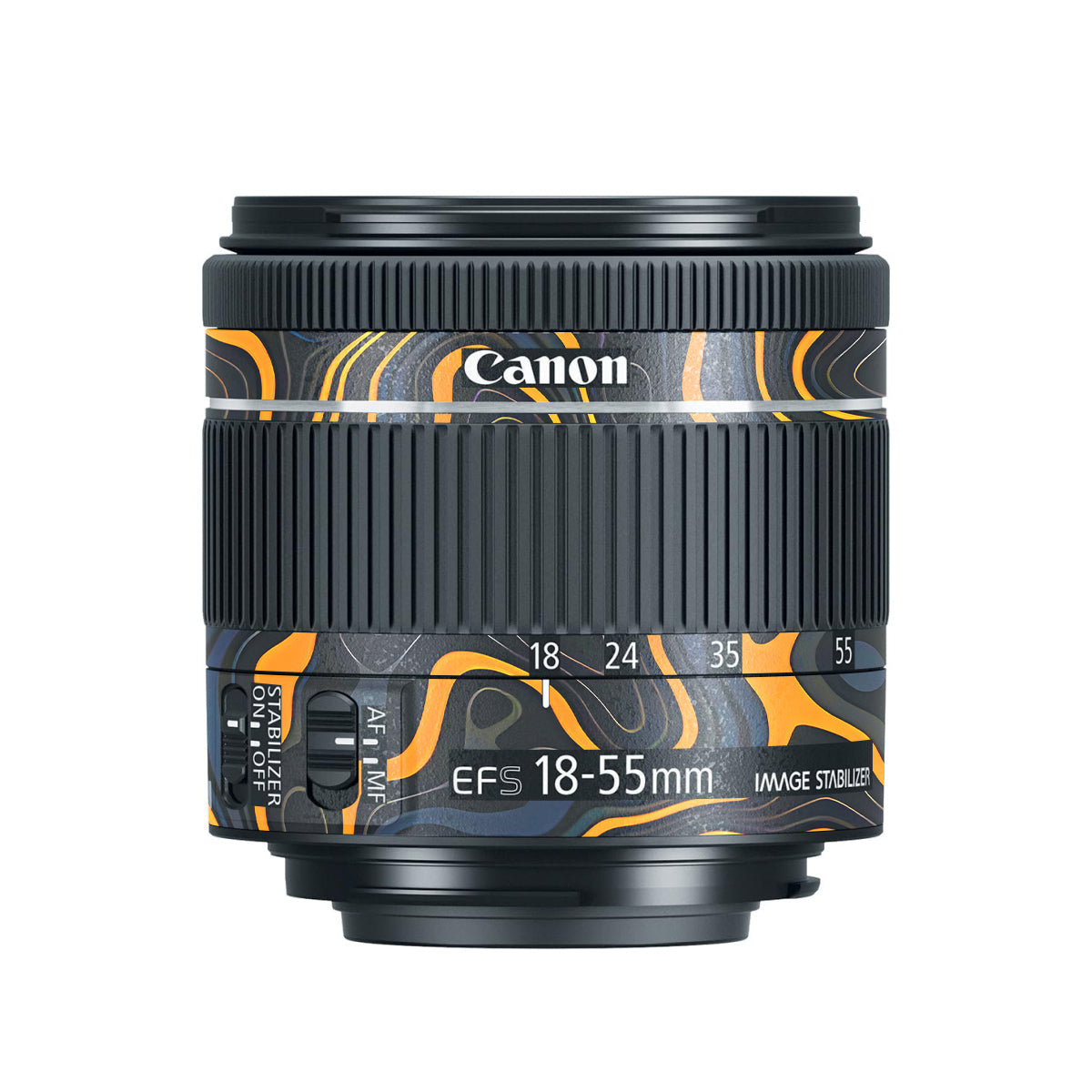 Amber Topographic Waves Canon EF-S 18-55mm F/4-5.6 IS STM Camera Lens Skin