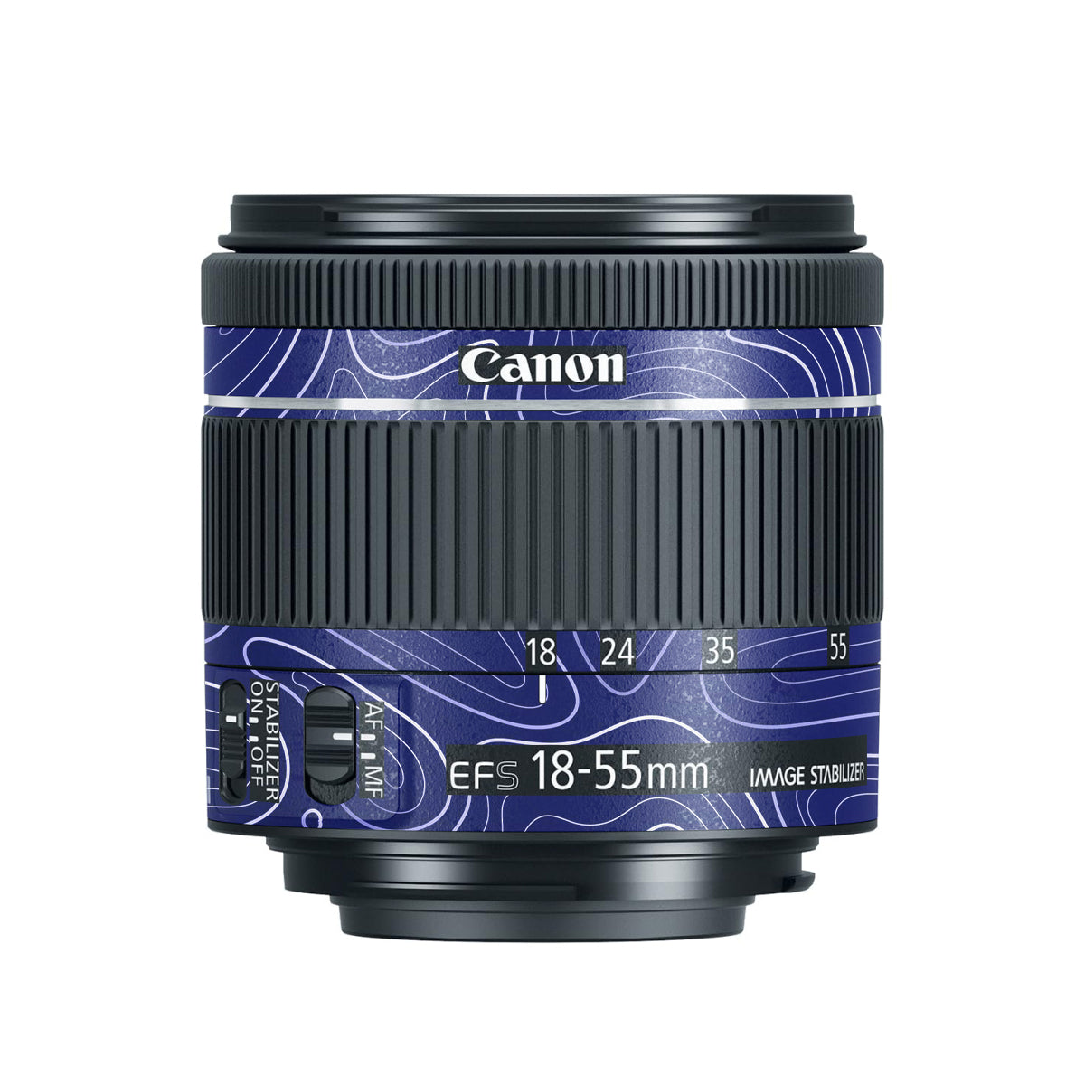 Deep Blue Contour Canon EF-S 18-55mm F/4-5.6 IS STM Camera Lens Skin