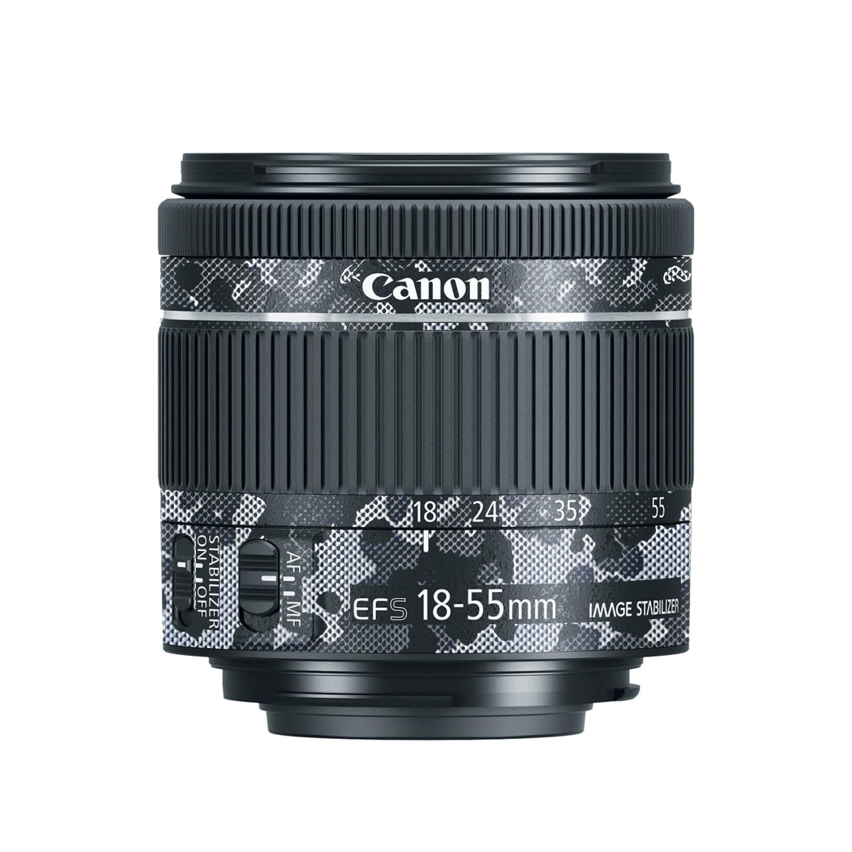 Stealth Grey Camo Canon EF-S 18-55mm F/4-5.6 IS STM Camera Lens Skin