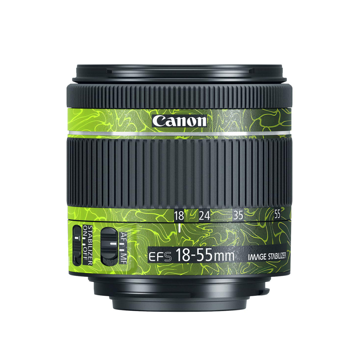 Lime Yellow to Black Gradient Canon EF-S 18-55mm F/4-5.6 IS STM Camera Lens Skin