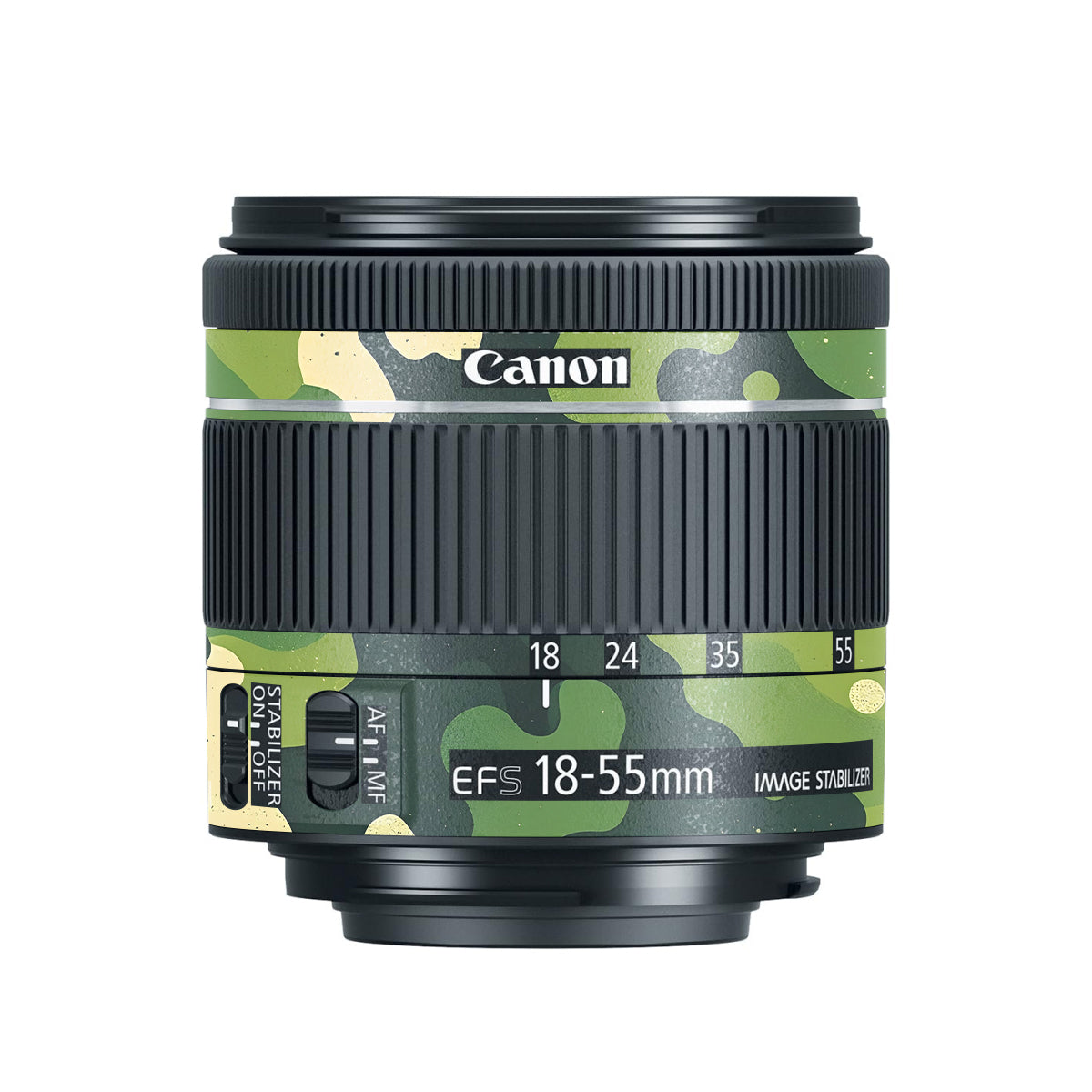 Camouflage Pattern Canon EF-S 18-55mm F/4-5.6 IS STM Camera Lens Skin