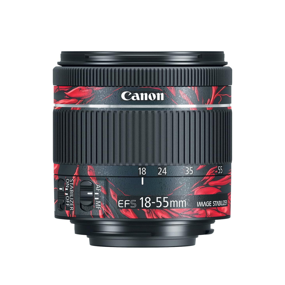 Venom Red Canon EF-S 18-55mm F/4-5.6 IS STM Camera Lens Skin