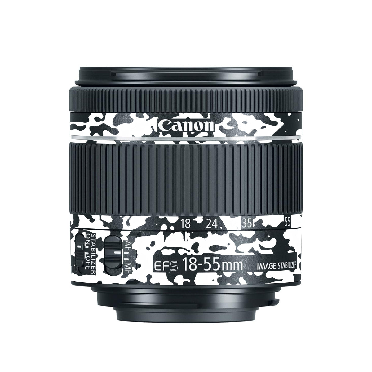 Snow Camo Canon EF-S 18-55mm F/4-5.6 IS STM Camera Lens Skin
