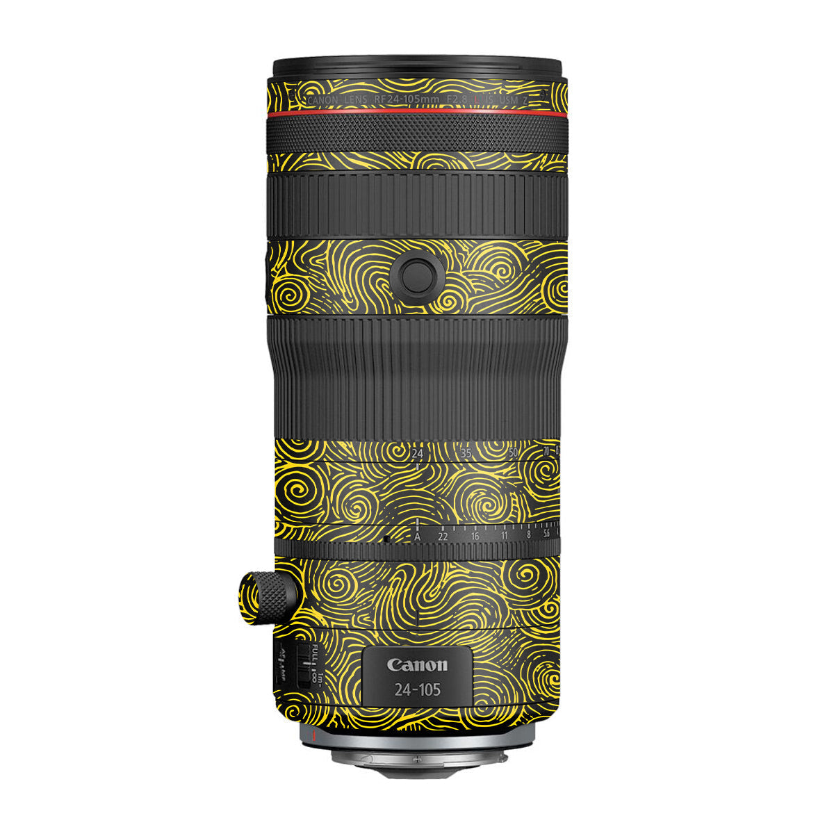 Yellow Spirals Canon RF 24-105mm F/2.8 L IS USM Z Camera Lens Skin