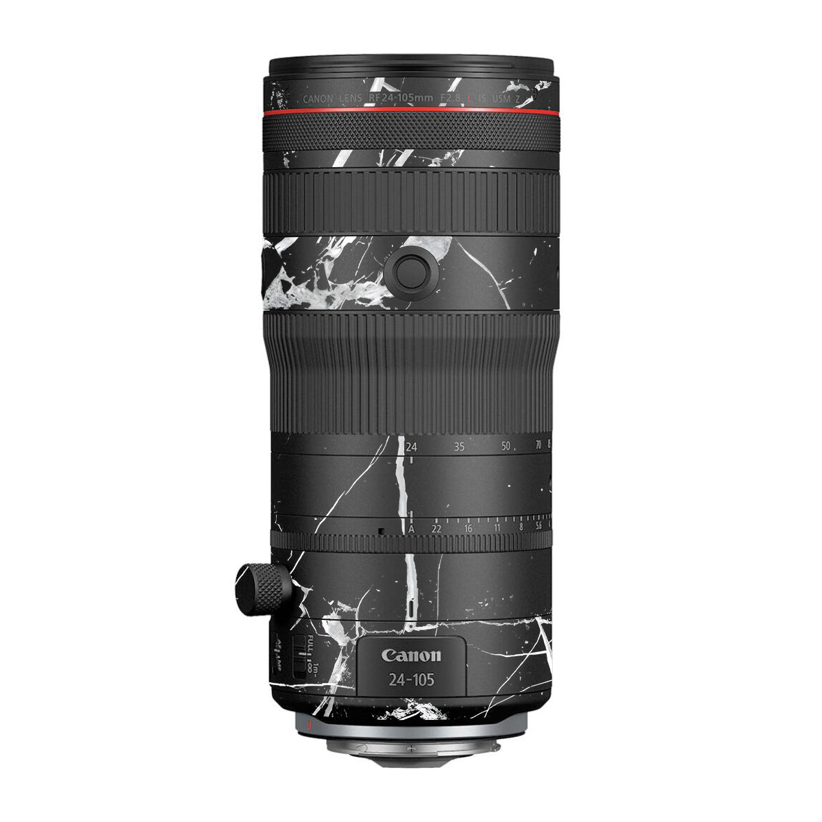 White Veins on Black Canon RF 24-105mm F/2.8 L IS USM Z Camera Lens Skin