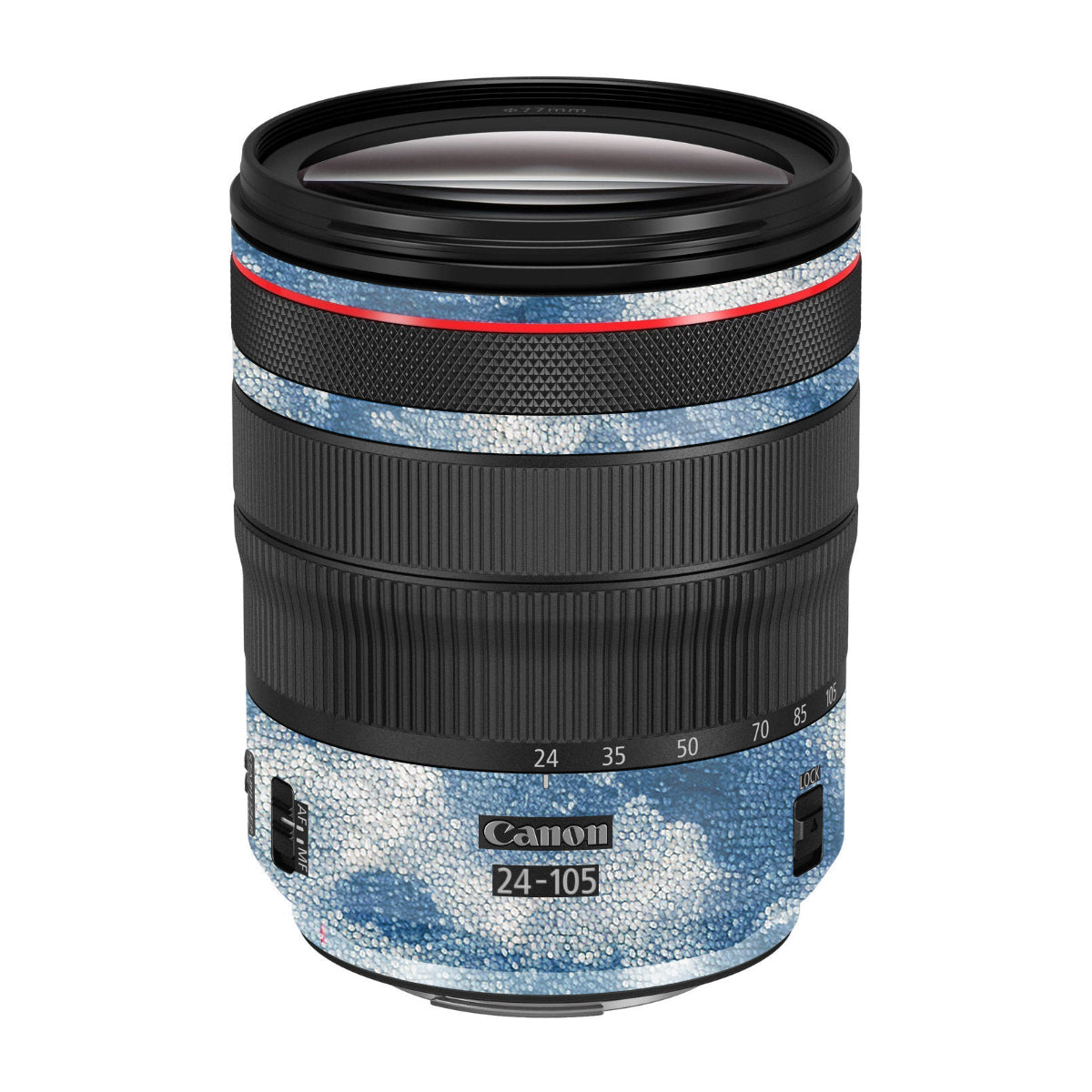 Blue Watercolor Fabric Canon EF 24-105mm F/4 L IS Macro USM Camera Lens Skin