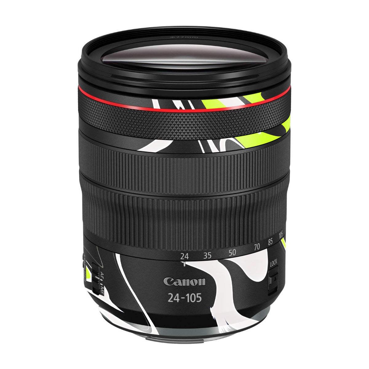Neon Green and Black Pattern Canon RF 24-105mm F/4 Camera Lens Skin