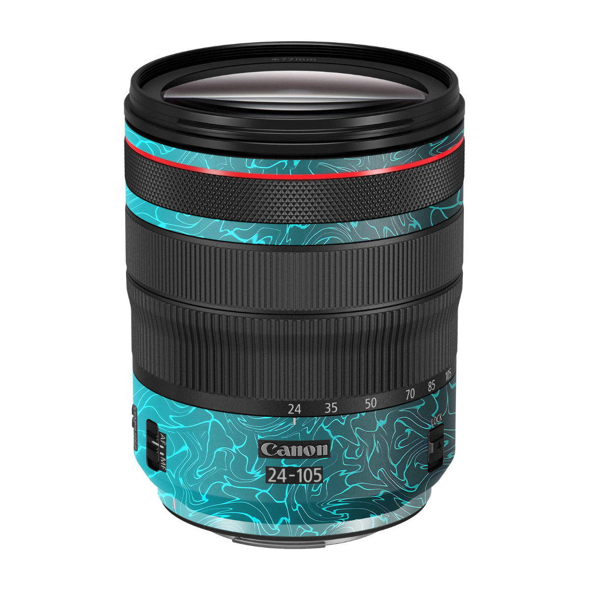 Cyan Blue to Black Gradient Canon RF 24-105mm F/4 Camera Lens Skin