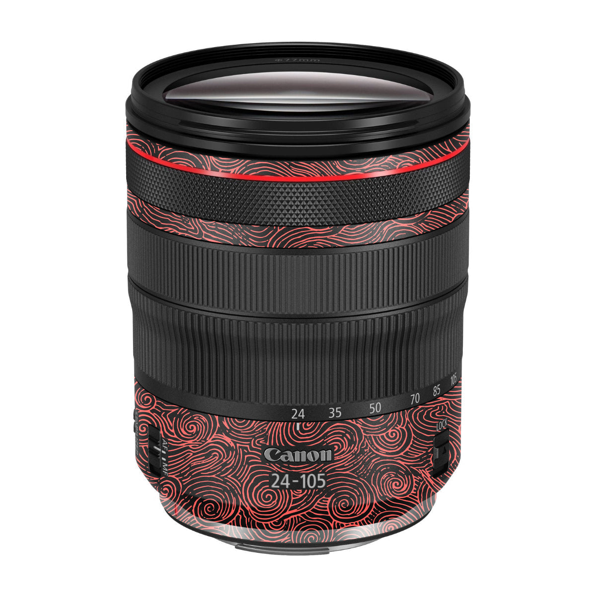 Red Spirals Canon RF 24-105mm F/4 Camera Lens Skin