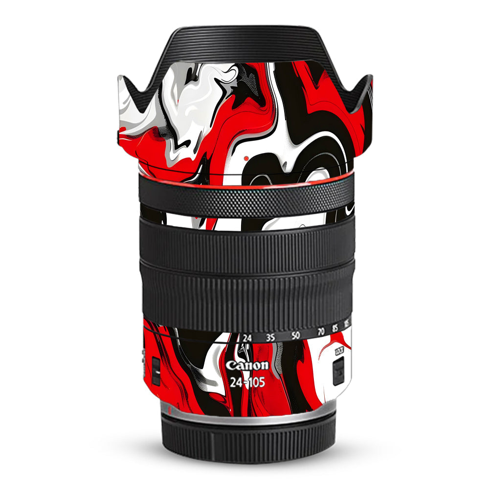 Scarlet and White Motion Canon RF 24–105mm f/4L IS USM Camera Lens Skin