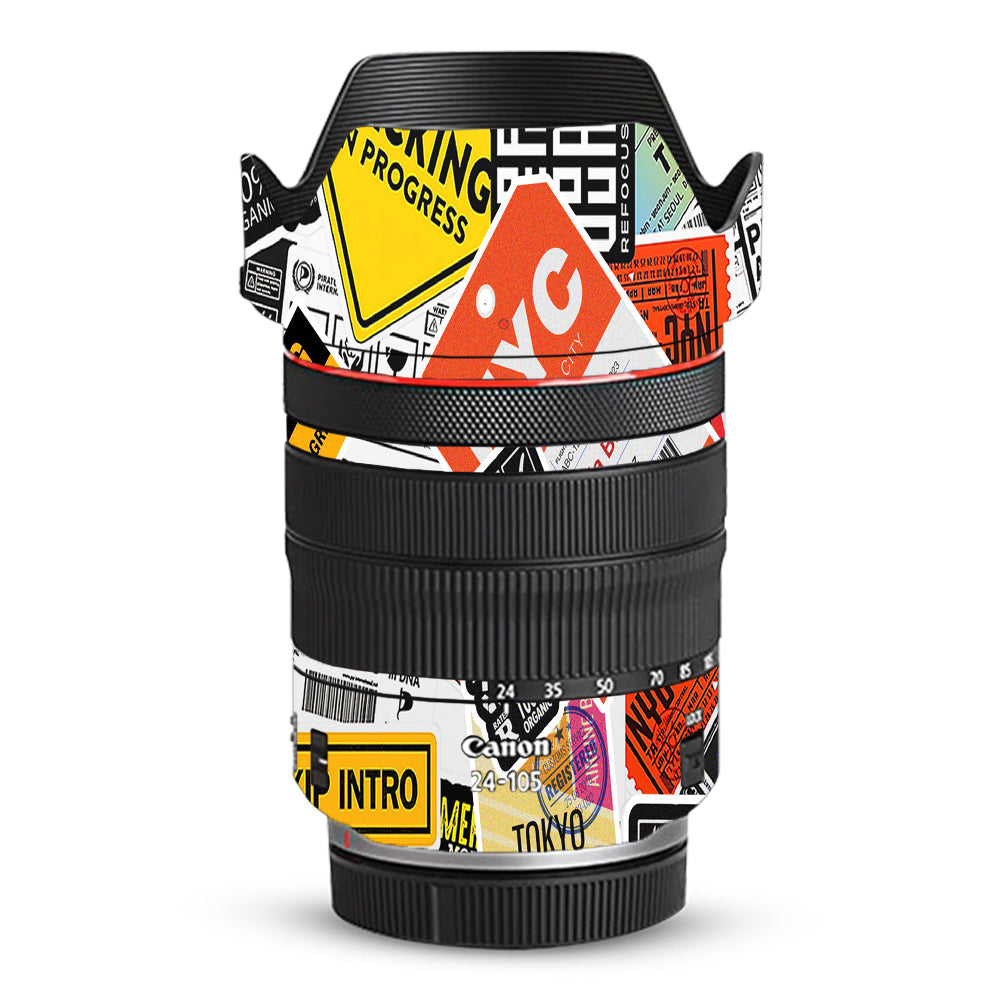 Tech Aesthetic Sticker Collage Canon RF 24–105mm f/4L IS USM Camera Lens Skin