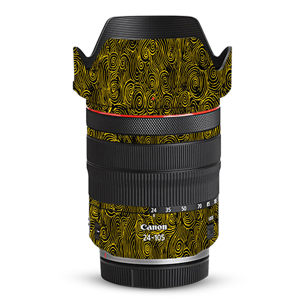 Yellow Spirals Canon RF 24–105mm f/4L IS USM Camera Lens Skin