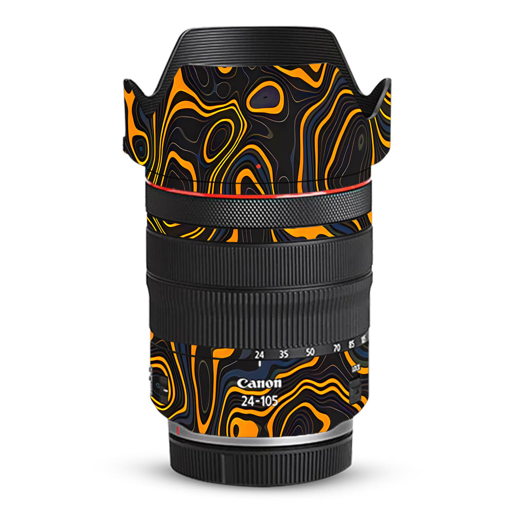 Amber Topographic Waves Canon RF 24–105mm f/4L IS USM Camera Lens Skin
