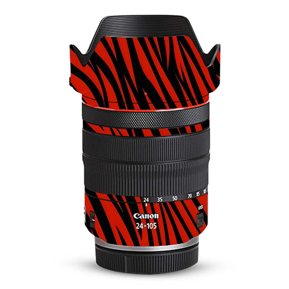 Red and Black Stripes Canon RF 24–105mm f/4L IS USM Camera Lens Skin