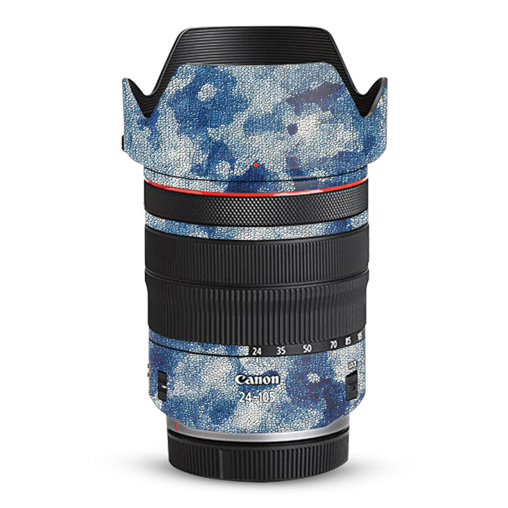 Blue Watercolor Fabric Canon RF 24–105mm f/4L IS USM Camera Lens Skin