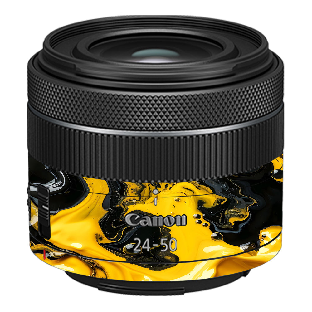 Yellow and Black Paint Swirls Canon RF 24–50mm f/4.5–6.3 IS STM Camera Lens Skin