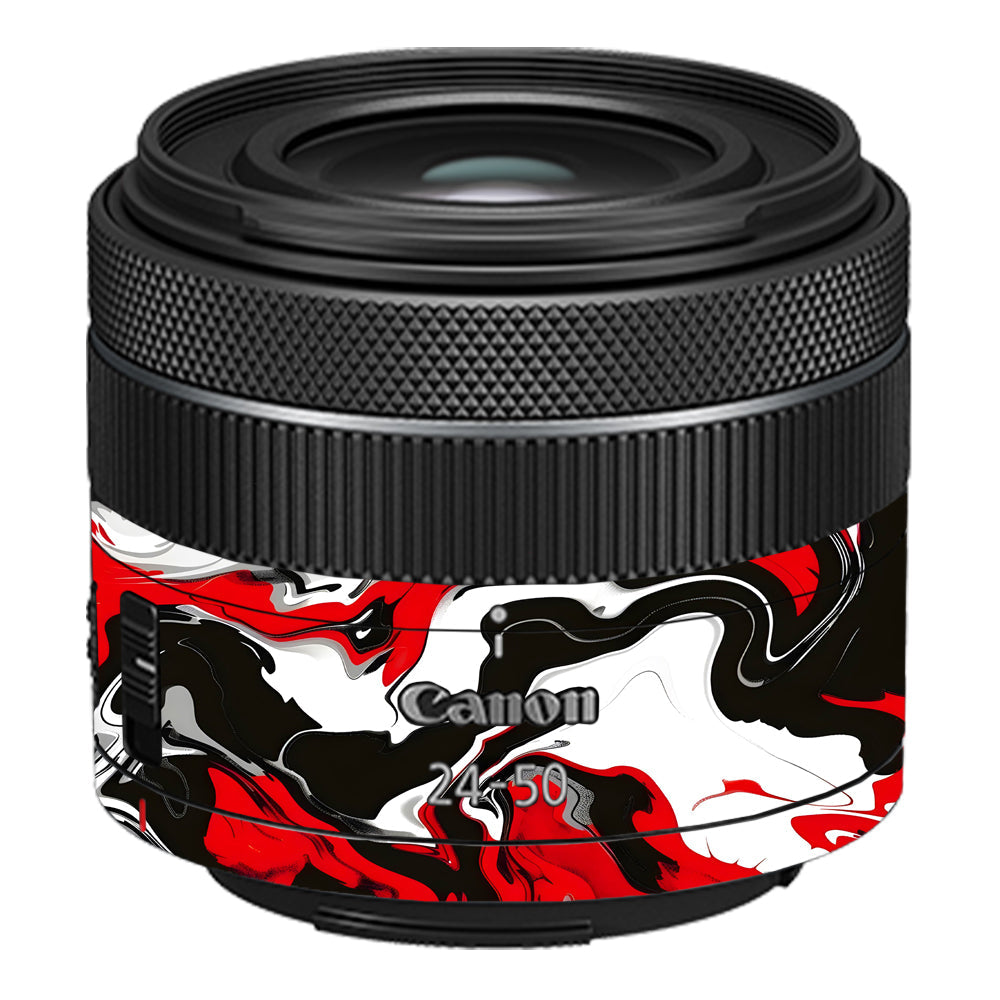 Scarlet and White Motion Canon RF 24–50mm f/4.5–6.3 IS STM Camera Lens Skin