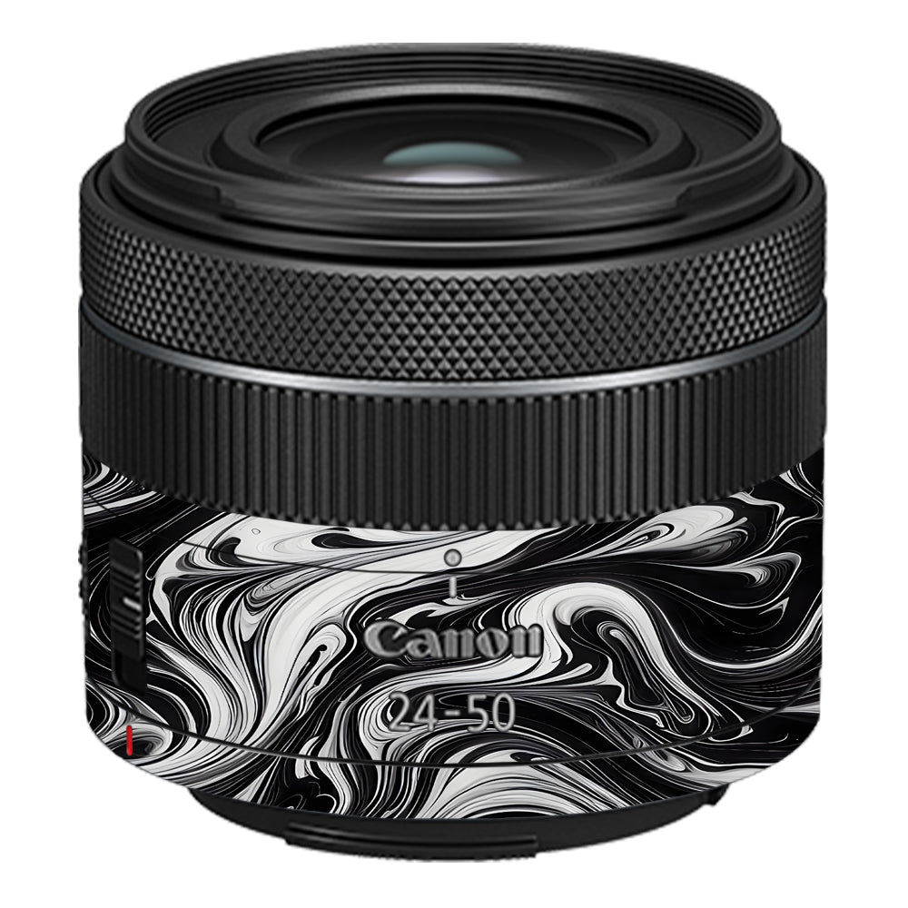 Black and White Marble Canon RF 24–50mm f/4.5–6.3 IS STM Camera Lens Skin