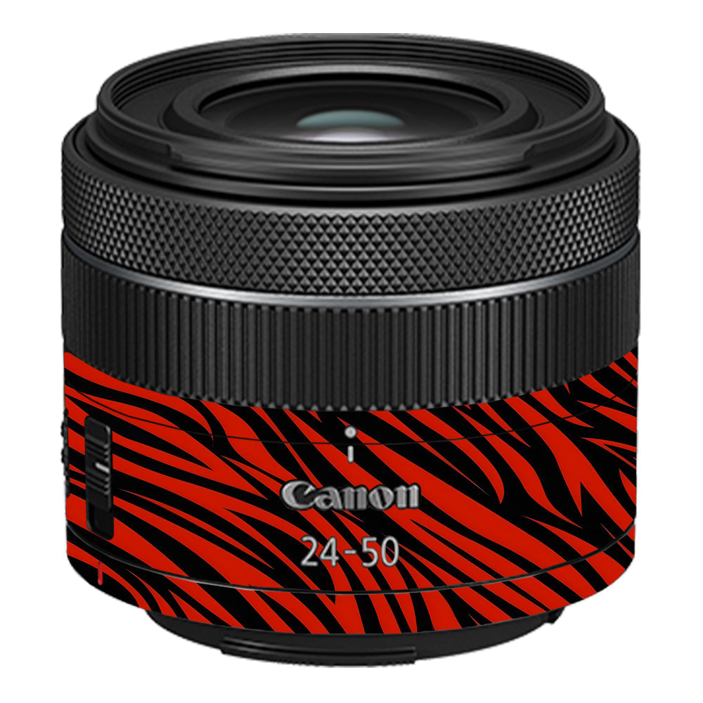 Red and Black Stripes Canon RF 24–50mm f/4.5–6.3 IS STM Camera Lens Skin