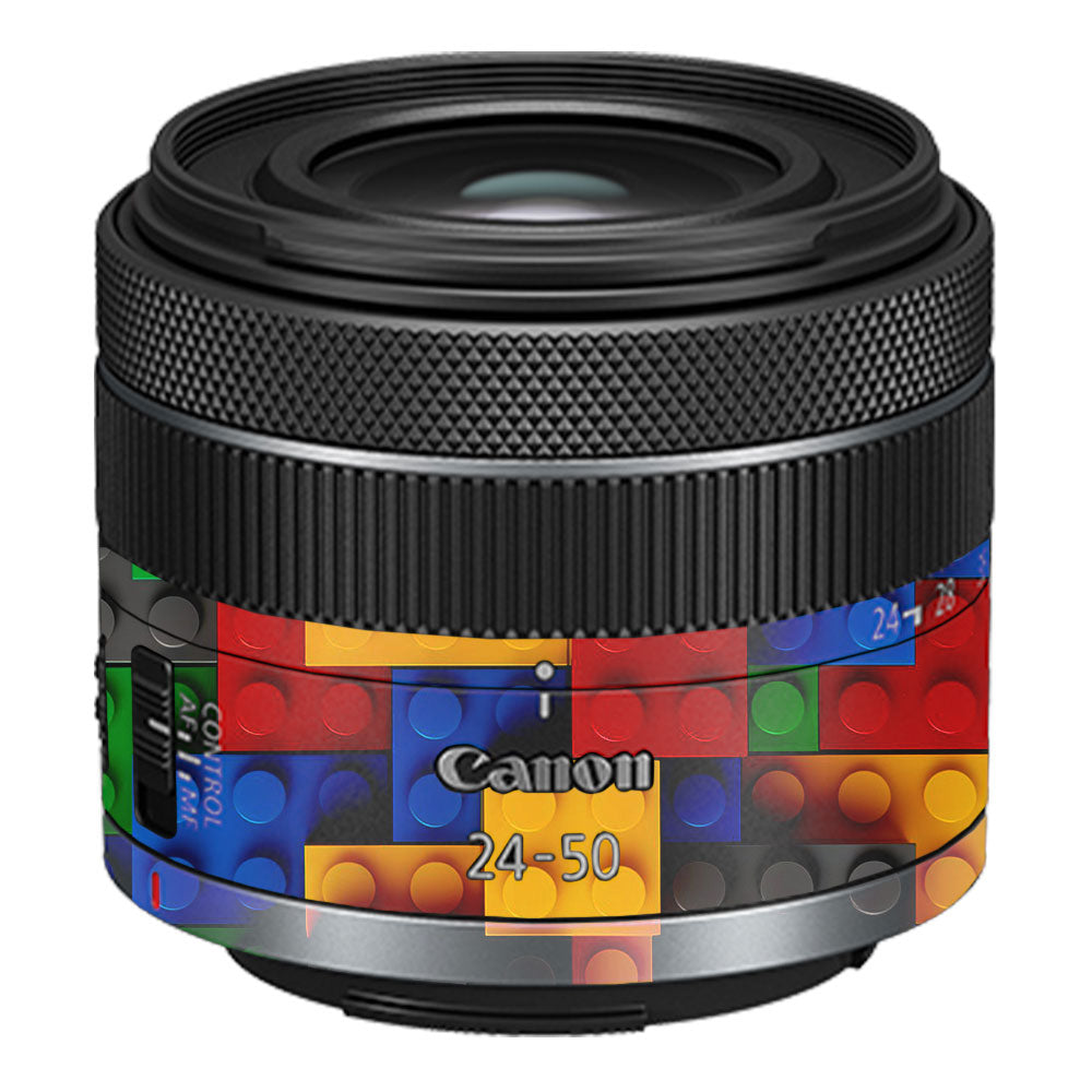 Colorful LEGO Brick Wall Pattern Canon RF 24–50mm f/4.5–6.3 IS STM Camera Lens Skin