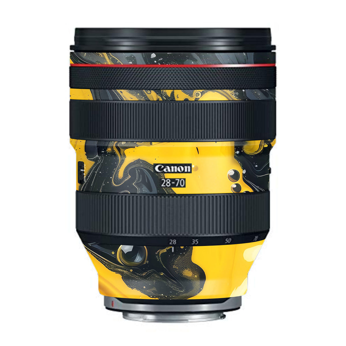 Yellow and Black Paint Swirls Canon RF 28-70mm F/2L USM Camera Lens Skin