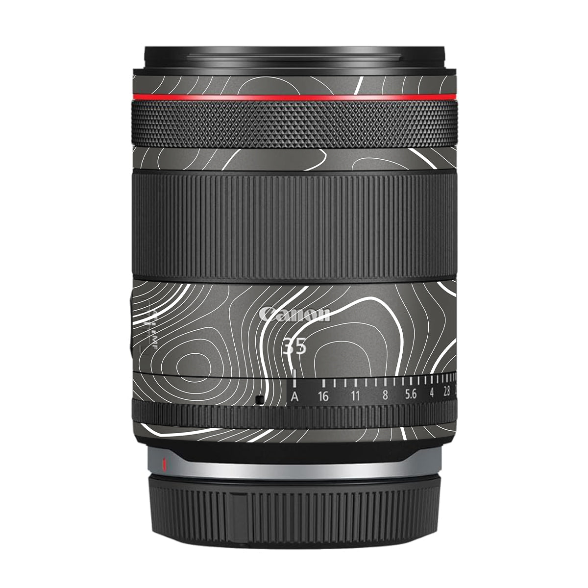 Grayscale Topographic Lines Canon RF 35mm F/1.4 VCM Camera Lens Skin