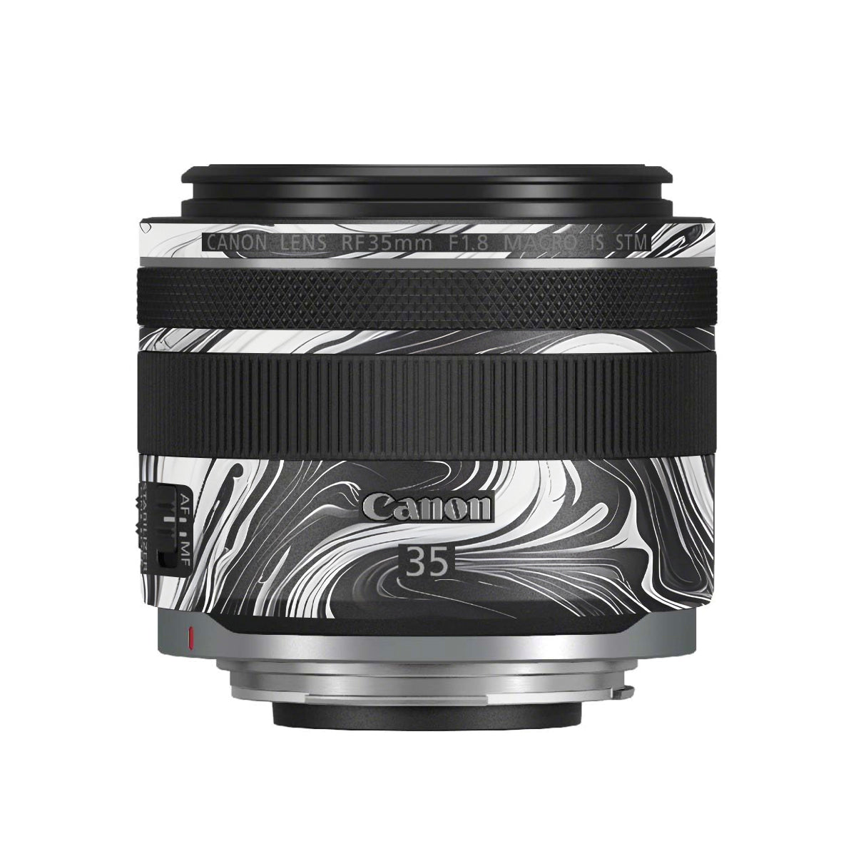 Black and White Marble Canon RF 35mm F/1.8 Macro Camera Lens Skin
