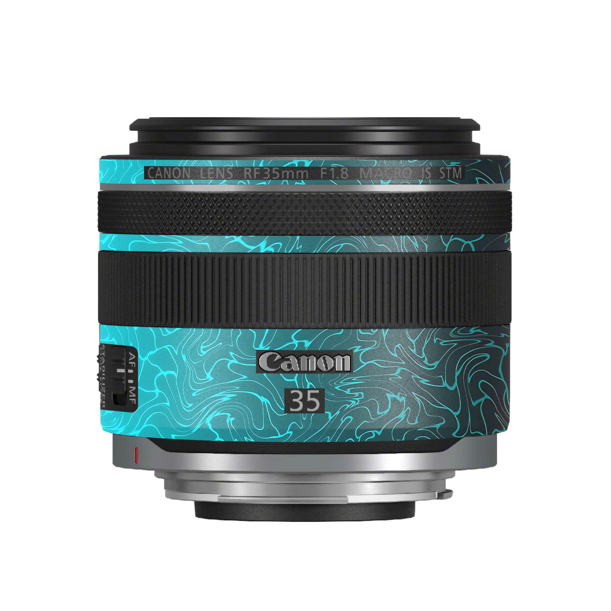 Cyan Blue to Black Gradient Canon RF 35mm F/1.8 Macro Camera Lens Skin