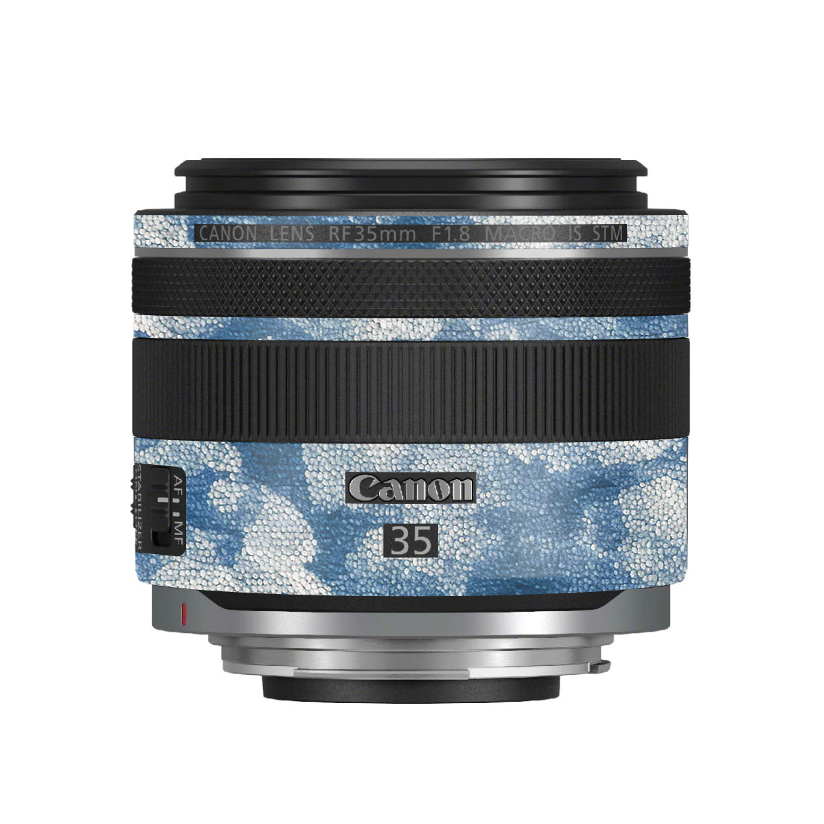 Blue Watercolor Fabric Canon RF 35mm F/1.8 Macro Camera Lens Skin