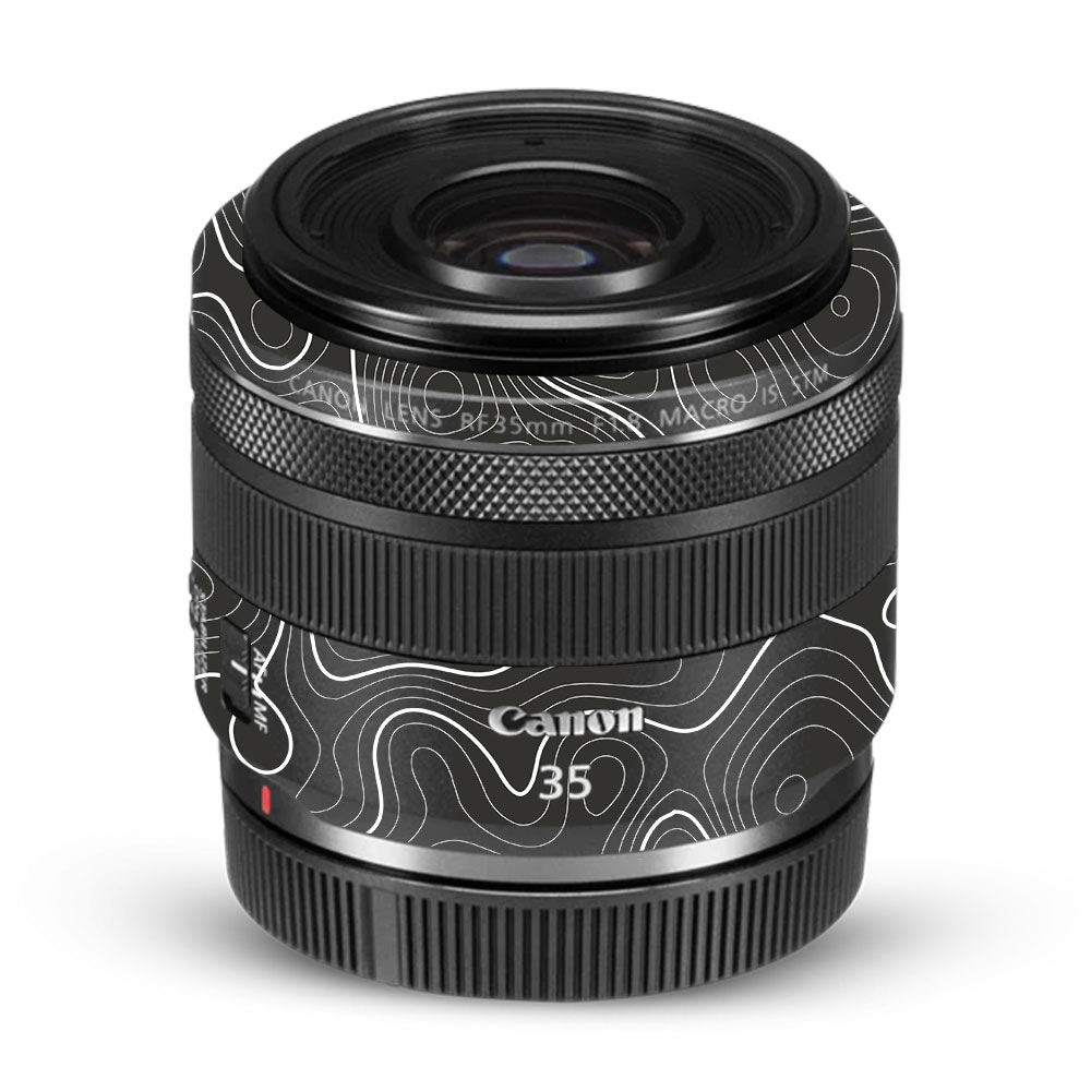 Grayscale Topographic Lines Canon RF 35mm f/1.8 IS Macro STM Camera Lens Skin