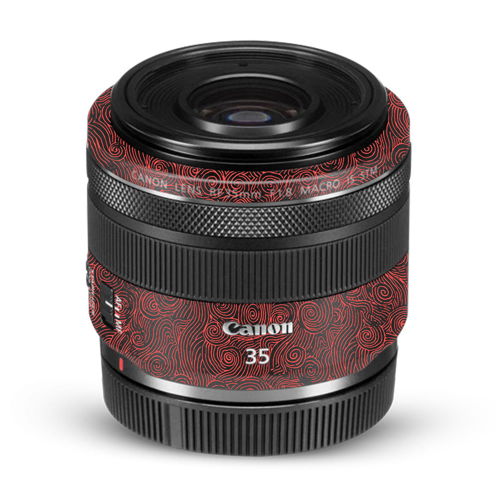 Red Spirals Canon RF 35mm f/1.8 IS Macro STM Camera Lens Skin