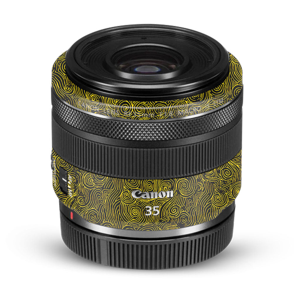 Yellow Spirals Canon RF 35mm f/1.8 IS Macro STM Camera Lens Skin