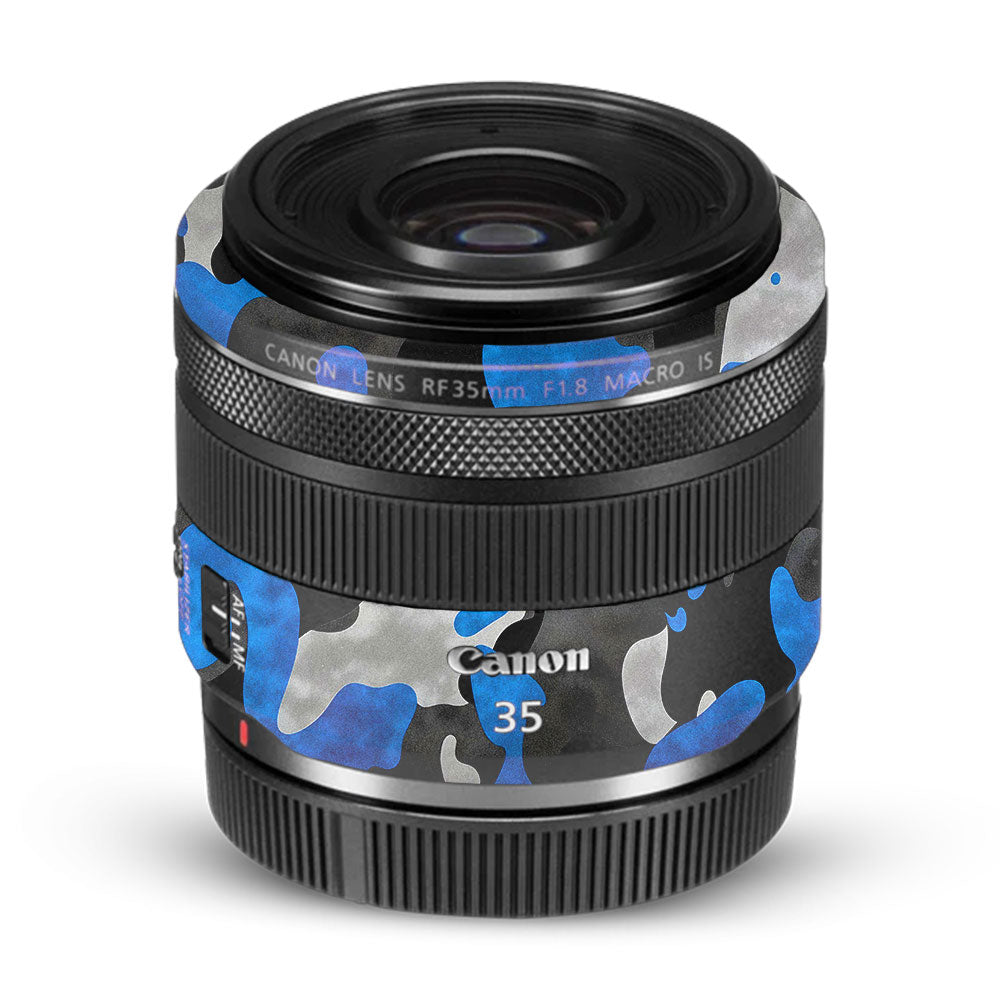 Blue Grey Camo Canon RF 35mm f/1.8 IS Macro STM Camera Lens Skin