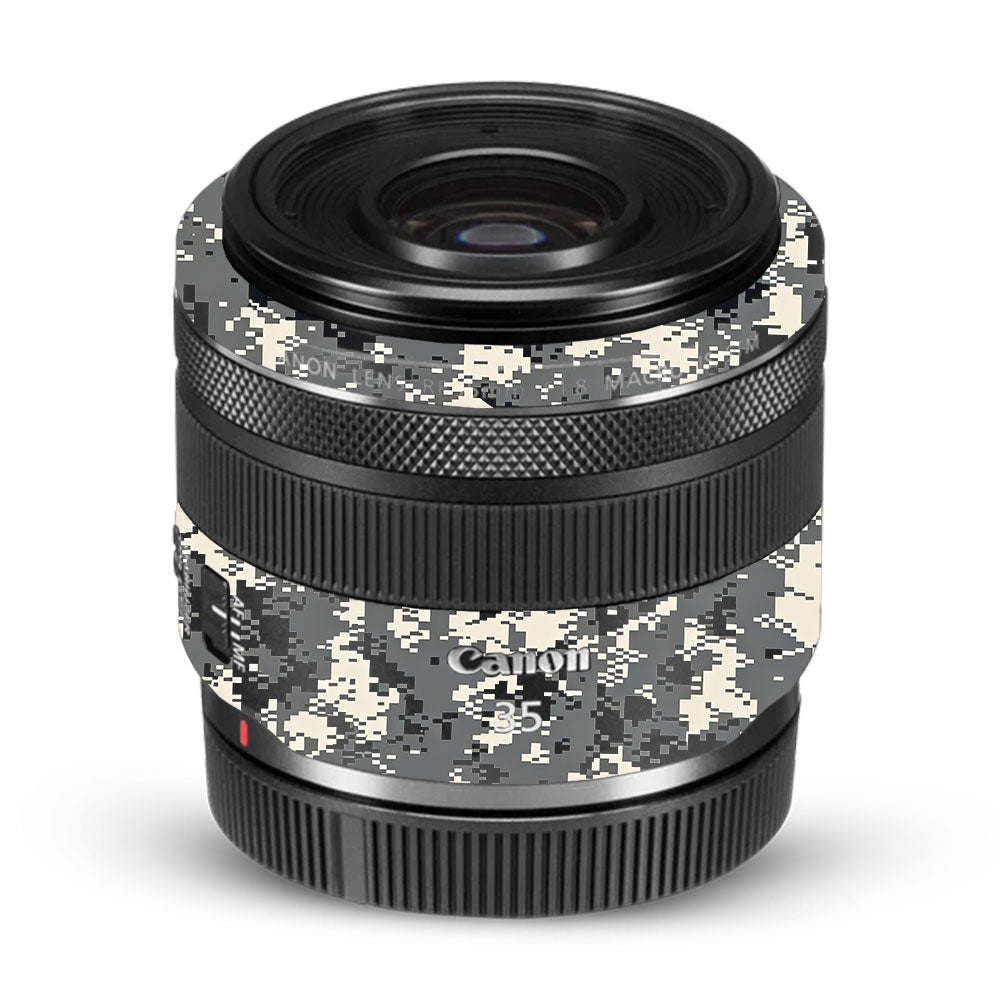 Grey Black Pixel Canon RF 35mm f/1.8 IS Macro STM Camera Lens Skin