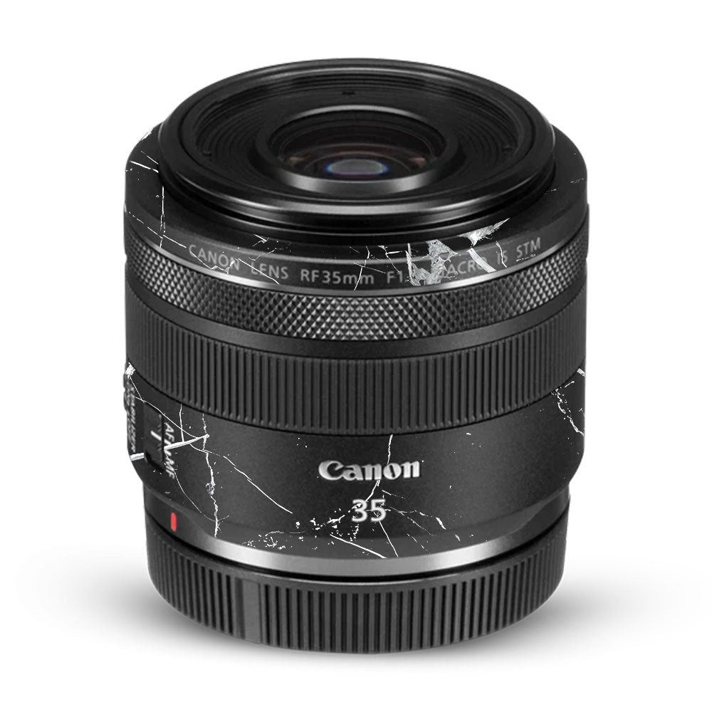 White Veins on Black Canon RF 35mm f/1.8 IS Macro STM Camera Lens Skin