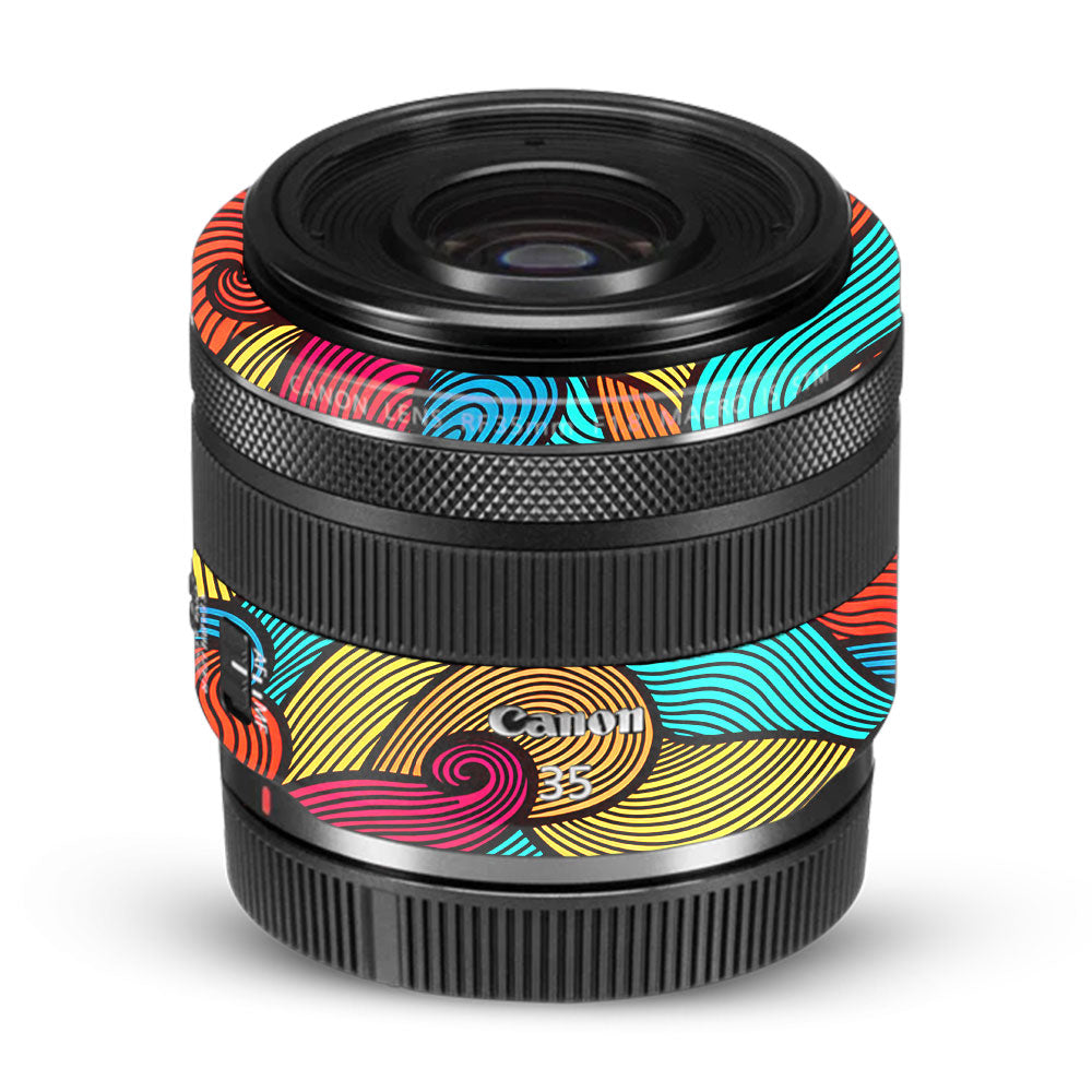 Retro Colorful Doodle Art Pattern Canon RF 35mm f/1.8 IS Macro STM Camera Lens Skin
