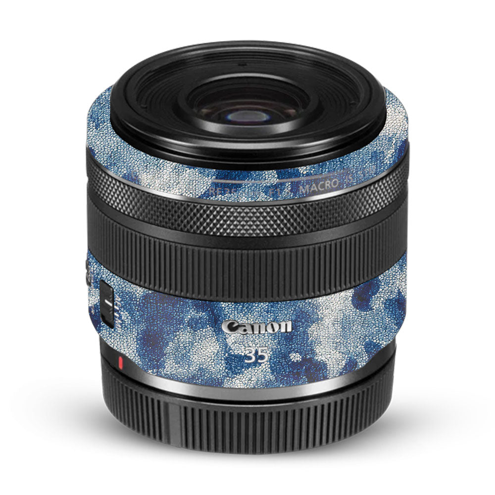 Blue Watercolor Fabric Canon RF 35mm f/1.8 IS Macro STM Camera Lens Skin