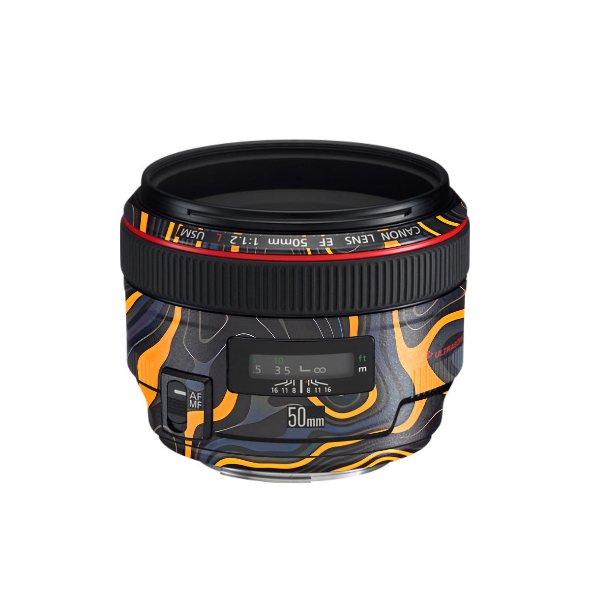 Amber Topographic Waves Canon EF 50mm F/1.2 L USM Camera Lens Skin
