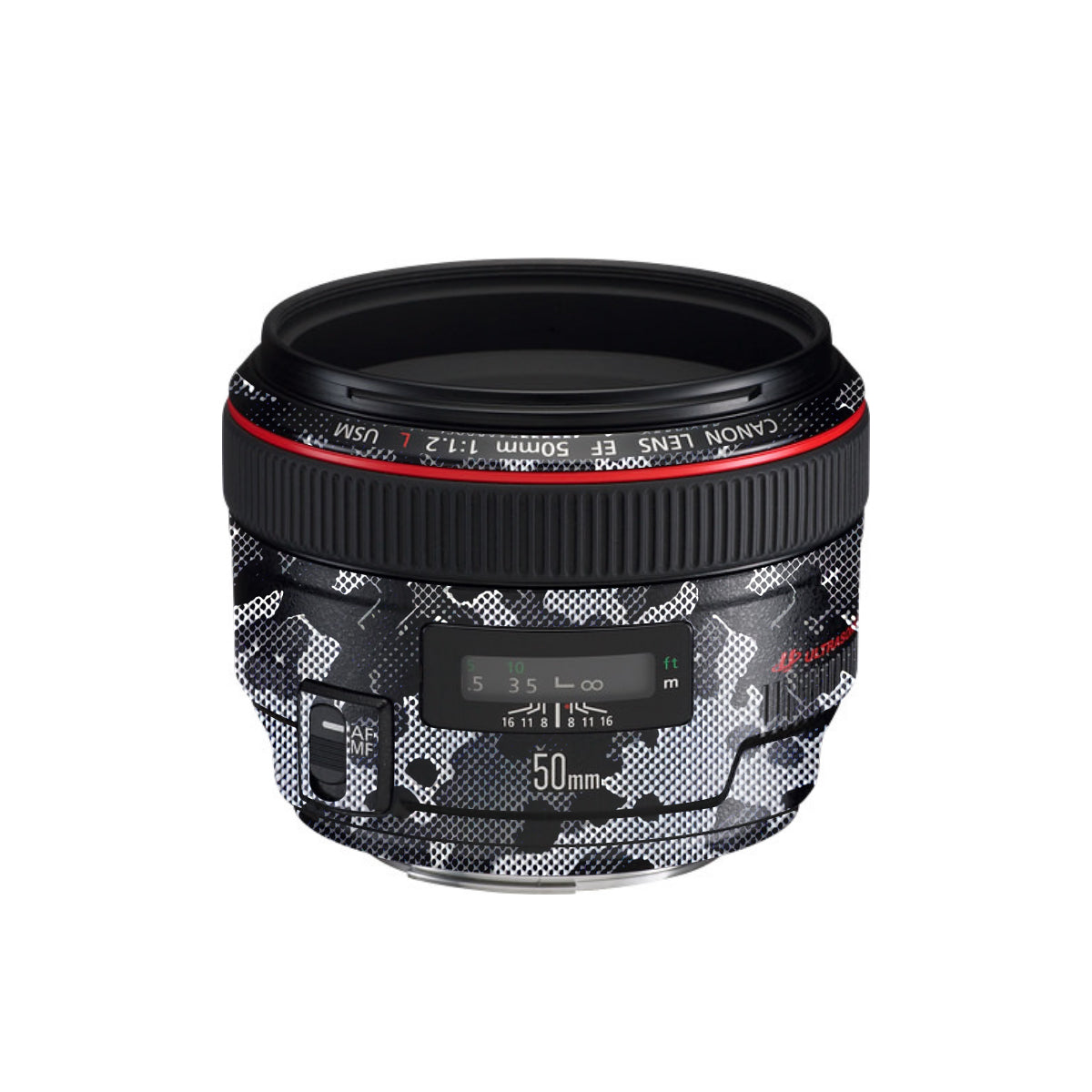 Stealth Grey Camo Canon EF 50mm F/1.2 L USM Camera Lens Skin