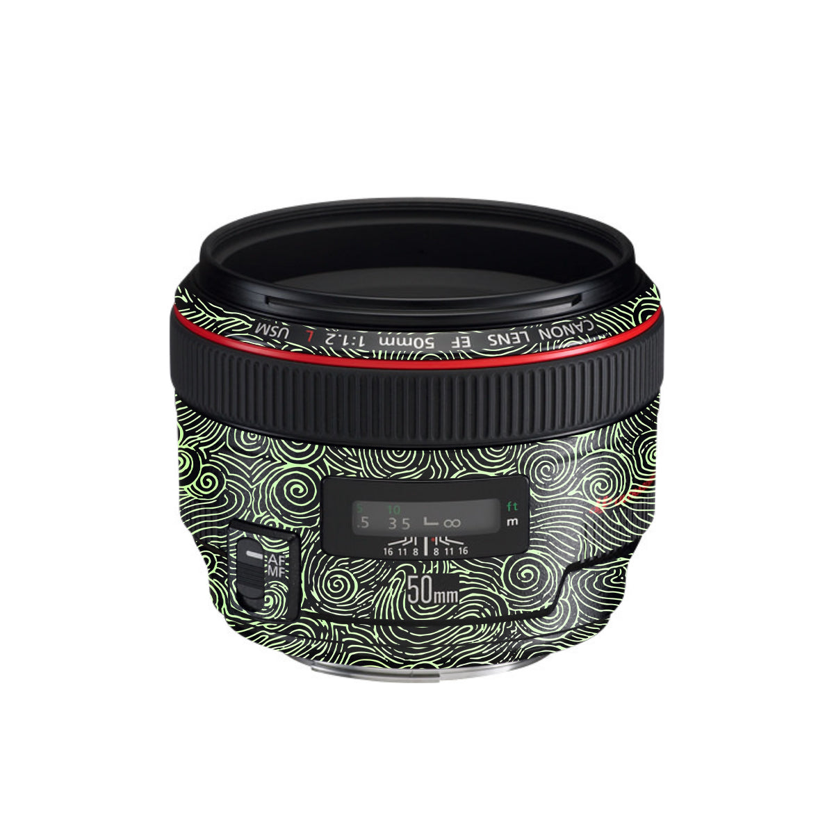Green Spirals Canon EF 50mm F/1.2 L USM Camera Lens Skin